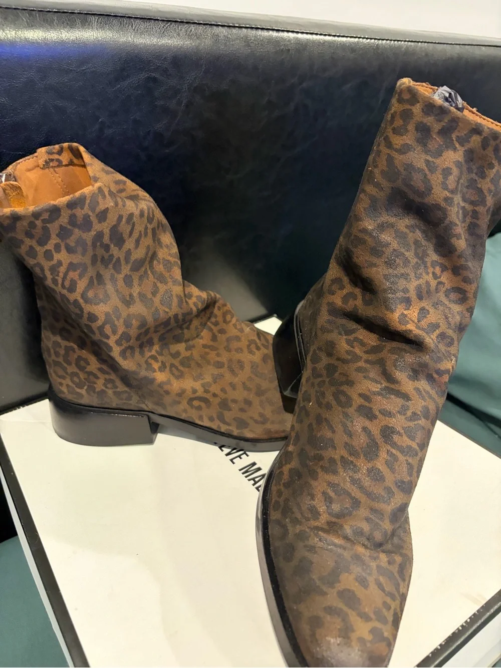 Steve Madden Leopard Print Suede Ankle Boots in Brown